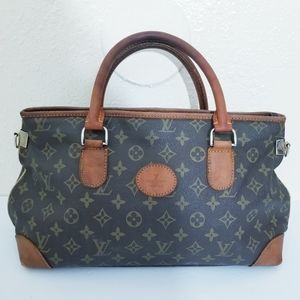 Louis Vuitton Brown Monogram Canvas Satchel with Tan Leather Trim